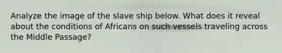 Analyze the image of the slave ship below. What does it reveal about the conditions of Africans on such vessels traveling across the Middle Passage?