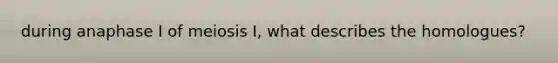 during anaphase I of meiosis I, what describes the homologues?