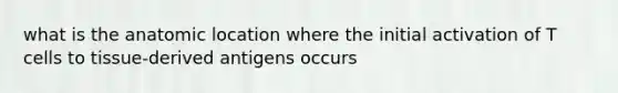 what is the anatomic location where the initial activation of T cells to tissue-derived antigens occurs