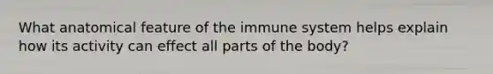 What anatomical feature of the immune system helps explain how its activity can effect all parts of the body?