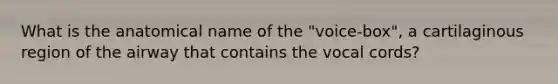 What is the anatomical name of the "voice-box", a cartilaginous region of the airway that contains the vocal cords?