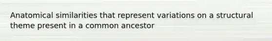 Anatomical similarities that represent variations on a structural theme present in a common ancestor