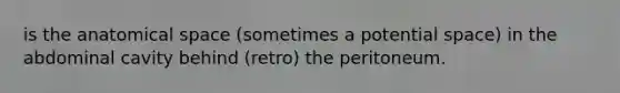 is the anatomical space (sometimes a potential space) in the abdominal cavity behind (retro) the peritoneum.