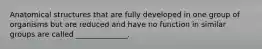 Anatomical structures that are fully developed in one group of organisms but are reduced and have no function in similar groups are called ______________.