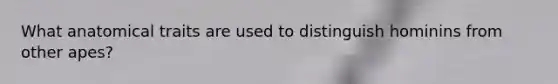 What anatomical traits are used to distinguish hominins from other apes?