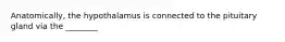 Anatomically, the hypothalamus is connected to the pituitary gland via the ________