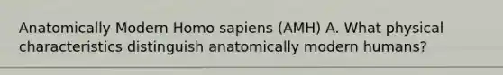 Anatomically Modern Homo sapiens (AMH) A. What physical characteristics distinguish anatomically modern humans?