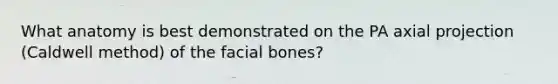 What anatomy is best demonstrated on the PA axial projection (Caldwell method) of the facial bones?