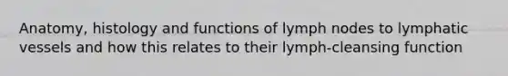 Anatomy, histology and functions of lymph nodes to lymphatic vessels and how this relates to their lymph-cleansing function