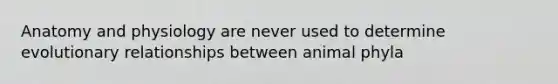 Anatomy and physiology are never used to determine evolutionary relationships between animal phyla