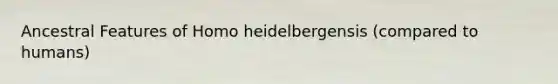 Ancestral Features of Homo heidelbergensis (compared to humans)