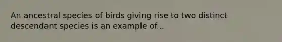 An ancestral species of birds giving rise to two distinct descendant species is an example of...