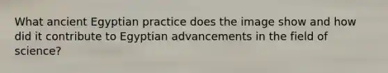 What ancient Egyptian practice does the image show and how did it contribute to Egyptian advancements in the field of science?