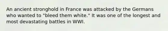 An ancient stronghold in France was attacked by the Germans who wanted to "bleed them white." It was one of the longest and most devastating battles in WWI.