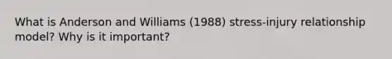 What is Anderson and Williams (1988) stress-injury relationship model? Why is it important?