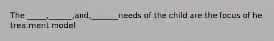 The _____,______,and,_______needs of the child are the focus of he treatment model