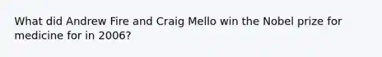 What did Andrew Fire and Craig Mello win the Nobel prize for medicine for in 2006?