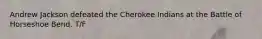 Andrew Jackson defeated the Cherokee Indians at the Battle of Horseshoe Bend. T/F