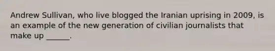 Andrew Sullivan, who live blogged the Iranian uprising in 2009, is an example of the new generation of civilian journalists that make up ______.