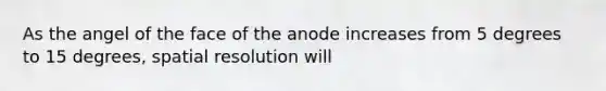 As the angel of the face of the anode increases from 5 degrees to 15 degrees, spatial resolution will