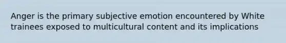 Anger is the primary subjective emotion encountered by White trainees exposed to multicultural content and its implications