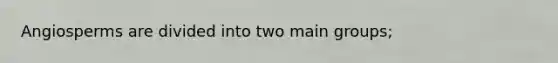 Angiosperms are divided into two main groups;