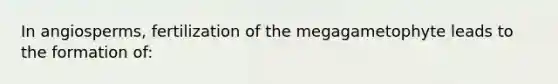 In angiosperms, fertilization of the megagametophyte leads to the formation of: