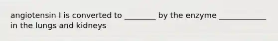 angiotensin I is converted to ________ by the enzyme ____________ in the lungs and kidneys