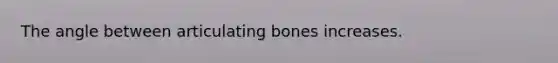 The angle between articulating bones increases.