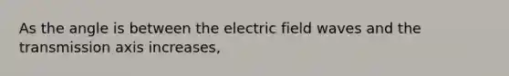 As the angle is between the electric field waves and the transmission axis increases,