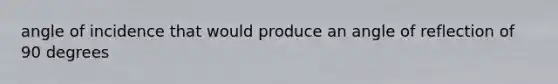 angle of incidence that would produce an angle of reflection of 90 degrees