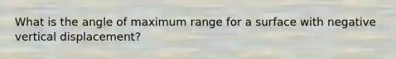 What is the angle of maximum range for a surface with negative vertical displacement?