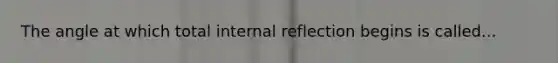 The angle at which total internal reflection begins is called...