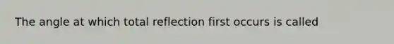 The angle at which total reflection first occurs is called