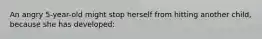 An angry 5-year-old might stop herself from hitting another child, because she has developed: