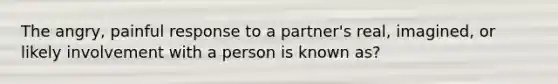 The angry, painful response to a partner's real, imagined, or likely involvement with a person is known as?