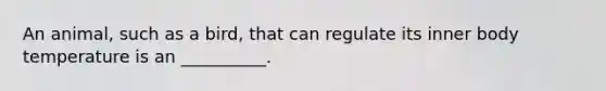 An animal, such as a bird, that can regulate its inner body temperature is an __________.