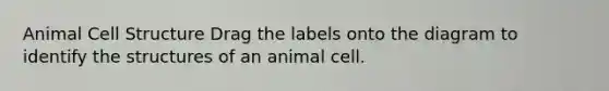 Animal Cell Structure Drag the labels onto the diagram to identify the structures of an animal cell.