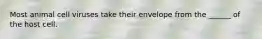 Most animal cell viruses take their envelope from the ______ of the host cell.