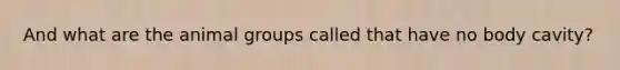 And what are the animal groups called that have no body cavity?