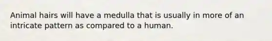 Animal hairs will have a medulla that is usually in more of an intricate pattern as compared to a human.