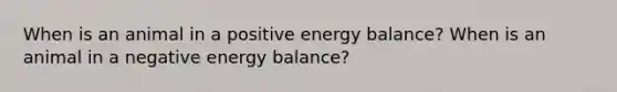 When is an animal in a positive energy balance? When is an animal in a negative energy balance?