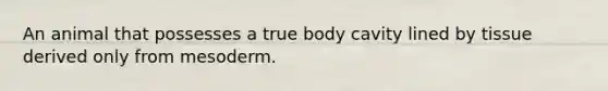 An animal that possesses a true body cavity lined by tissue derived only from mesoderm.