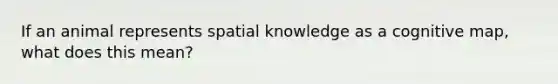 If an animal represents spatial knowledge as a cognitive map, what does this mean?