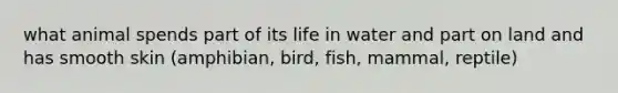 what animal spends part of its life in water and part on land and has smooth skin (amphibian, bird, fish, mammal, reptile)