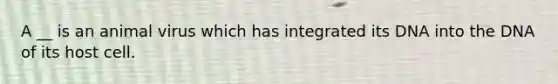 A __ is an animal virus which has integrated its DNA into the DNA of its host cell.