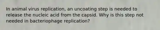 In animal virus replication, an uncoating step is needed to release the nucleic acid from the capsid. Why is this step not needed in bacteriophage replication?