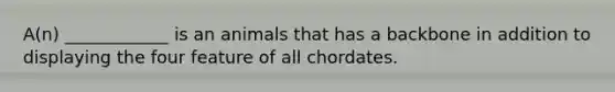 A(n) ____________ is an animals that has a backbone in addition to displaying the four feature of all chordates.