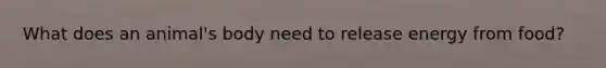 What does an animal's body need to release energy from food?