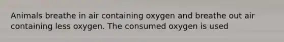 Animals breathe in air containing oxygen and breathe out air containing less oxygen. The consumed oxygen is used